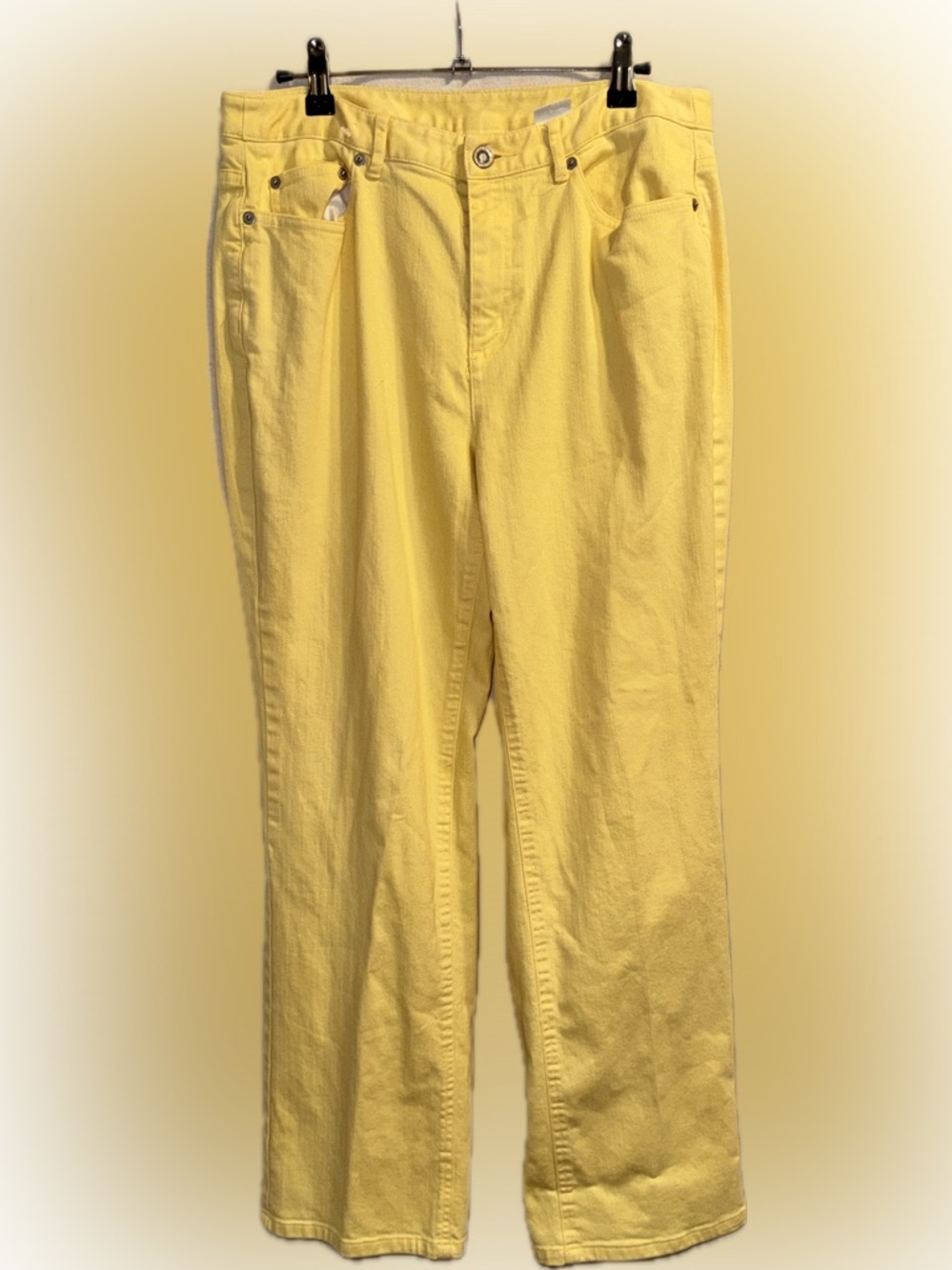 Talbots Petite Yellow Jeans Size 12 Straight Leg Stretch